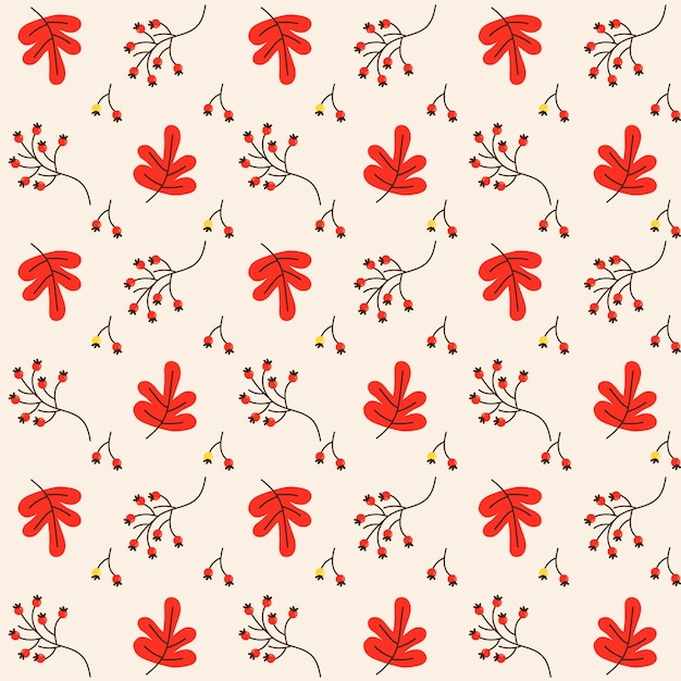 Modèle sans couture d'automne avec des feuilles de chêne de dessin animé et des baies de rowan. Convient pour le papier peint, les textiles.