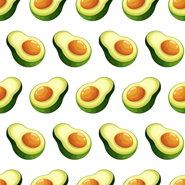 Modèle sans couture avec avocat de dessin animé sur fond blanc clair Collection de légumes