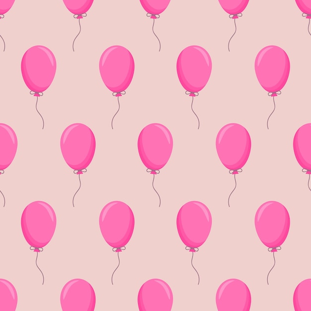 Modèle Sans Couture Avec Des Ballons Roses En Style Cartoon. Conception De Vacances Ou De Fête D'anniversaire. Bg Coloré