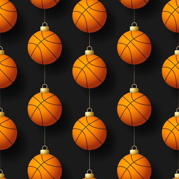 Modèle sans couture de basket-ball joyeux Noël.