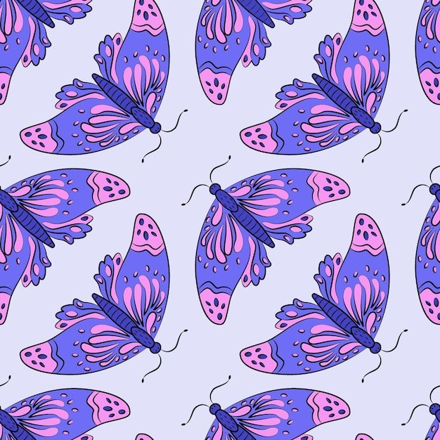 Modèle Sans Couture De Beaux Papillons, Motif Répétitif.idéal Pour Les Invitations De Vacances, Dessin