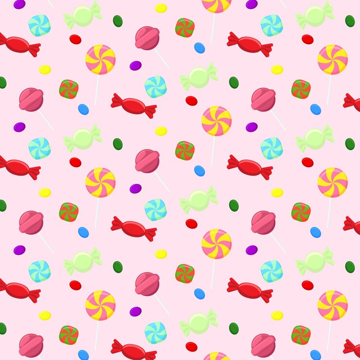 Modèle sans couture avec des bonbons colorés sucrés et des sucettes