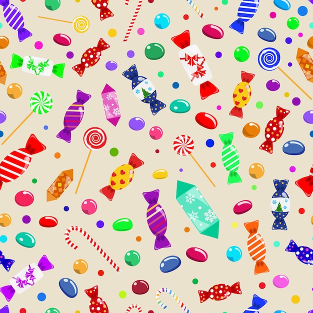 Modèle sans couture de bonbons, sucettes et bonbons