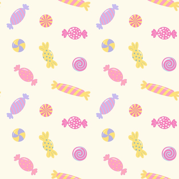 Modèle sans couture de bonbons sucrés pastel Impression mignonne Papier d'emballage tendance