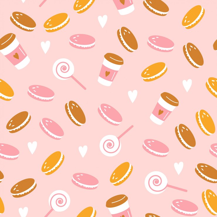 Modèle sans couture avec café et biscuits.