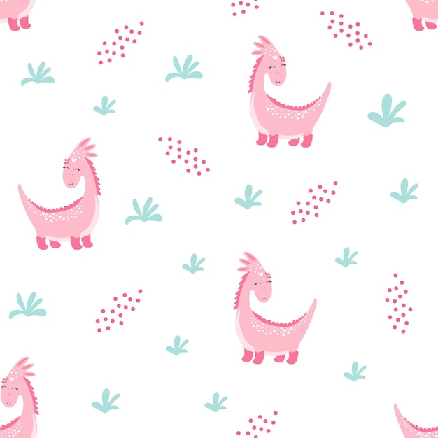 Modèle sans couture avec carte de voeux de douche de bébé dinosaure mignons pour les enfants d'impression