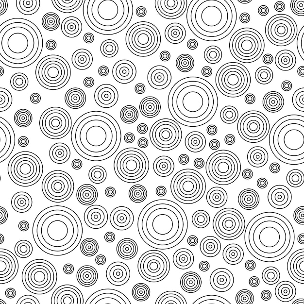 Modèle sans couture Cercles concentriques de différentes tailles sur fond blanc Motif géométrique de minimalisme