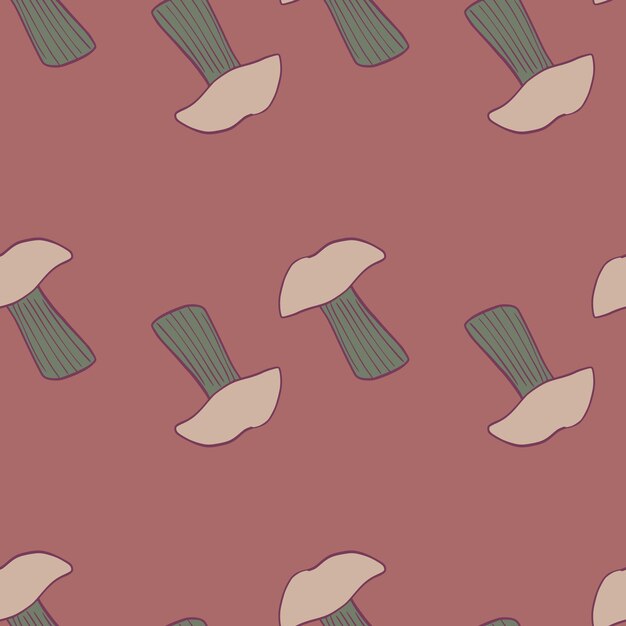Modèle sans couture avec des champignons Fond de légume d'automne de forêt dans le style doodle Texture de conception répétée pour l'impression de tissu d'emballage de papier peint Illustration vectorielle