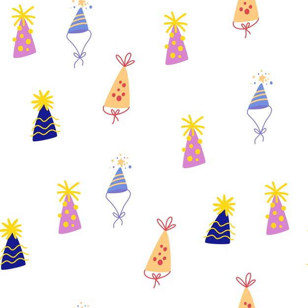 Vecteur modèle sans couture de chapeaux de vacances chapeau de chapeau d'anniversaire de dessin animé pour l'illustration vectorielle de fête de célébration