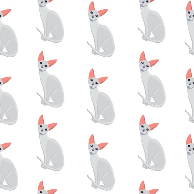 Vecteur modèle sans couture de chat de vecteur mignon chaton blanc en style cartoon