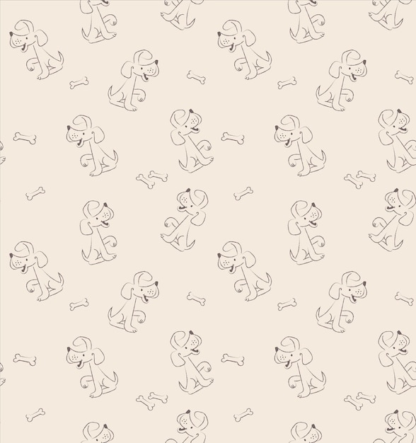 Vecteur modèle sans couture de chiens drôles chien doodles style rétro animaux vector background