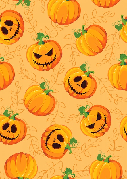 Modèle Sans Couture De Citrouille D'halloween