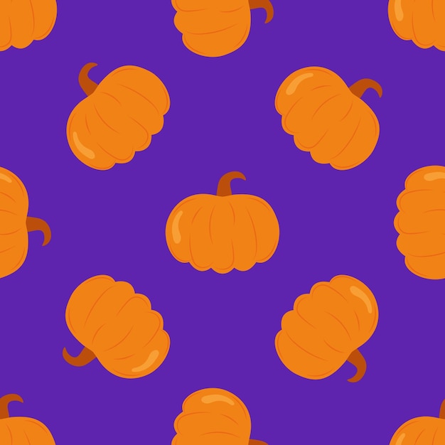 Modèle sans couture avec des citrouilles. Citrouilles d'Halloween sur fond violet.