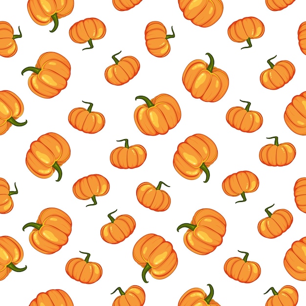 Modèle sans couture avec des citrouilles dessinées à la main Joli design pour Halloween ou un jour de remerciement