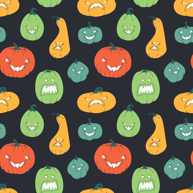 Modèle Sans Couture De Citrouilles D'halloween