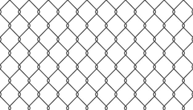 Modèle Sans Couture De Clôture De Maillon De Chaîne De Fil Métallique Réaliste Treillis En Acier Avec Forme De Diamant Losange Fond De Clôture De Grille Texture Transparente De Treillis Métallique De Prison Illustration Vectorielle Sur Fond Blanc