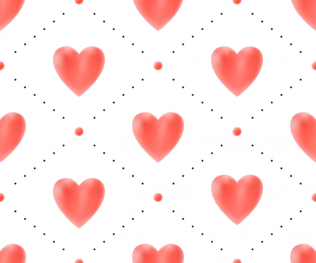 Modèle Sans Couture Avec Des Coeurs Rouges Sur Fond Blanc Pour La Saint-valentin. Illustration Vectorielle