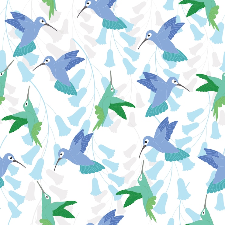 Vecteur modèle sans couture de colibri