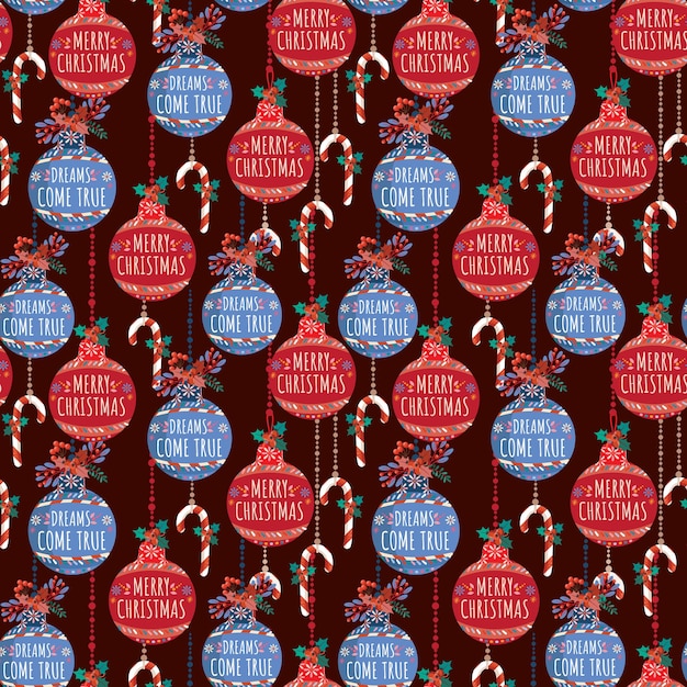 Modèle Sans Couture Coloré De Noël Et De Bonne Année Avec Ornement De Noël Illustration Vectorielle Conception Pour L'emballage De Papier Peint Textile De Tissu De Mode Et Toutes Les Impressions