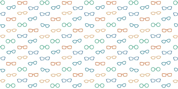 Modèle sans couture coloré de vecteur avec des lunettes isolé sur fond blanc. Illustration de style plat