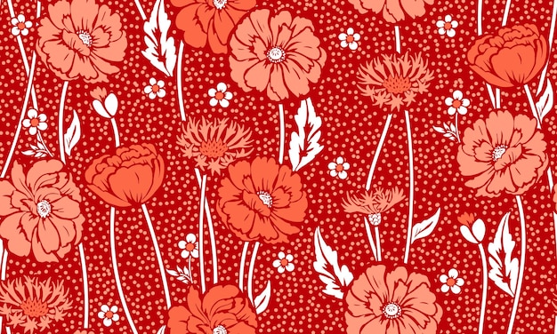 Modèle Sans Couture Avec Coquelicots Et Bleuet. Conception D'une Belle Impression Textile D'été