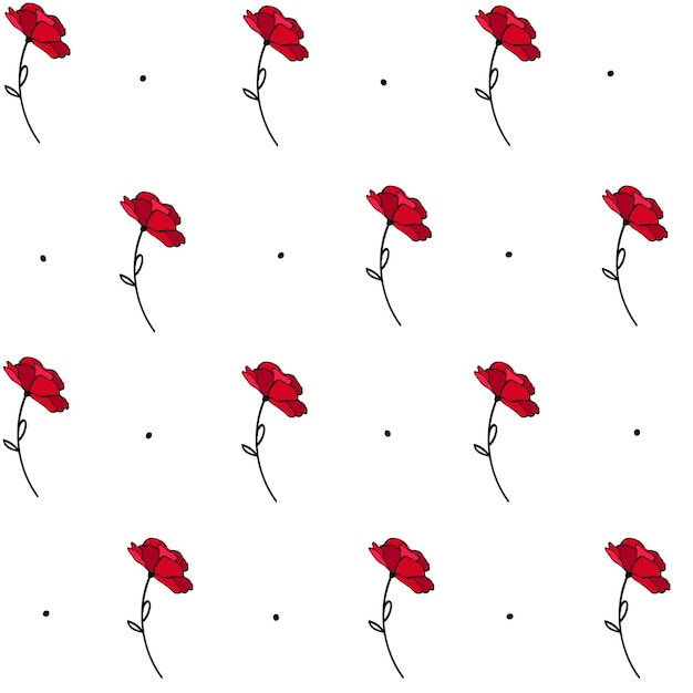 Modèle sans couture avec des coquelicots rouges Fleurs et points pour la conception d'emballages en papier tissu