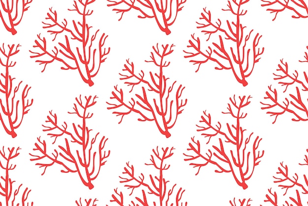 Vecteur modèle sans couture de corail rouge de mer sous-marine. la vie marine. illustration vectorielle