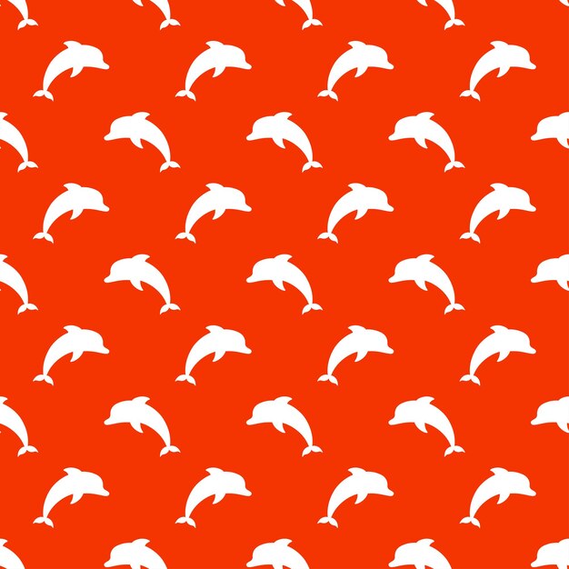 Modèle Sans Couture De Dauphins Blancs Avec Fond Orange