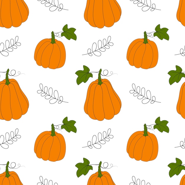 Modèle Sans Couture De Détails D'automne Avec Des Illustrations De Doodle Fond De Citrouilles D'automne Illustration De La Nature Pour L'emballage Des Décorations Textiles En Papier