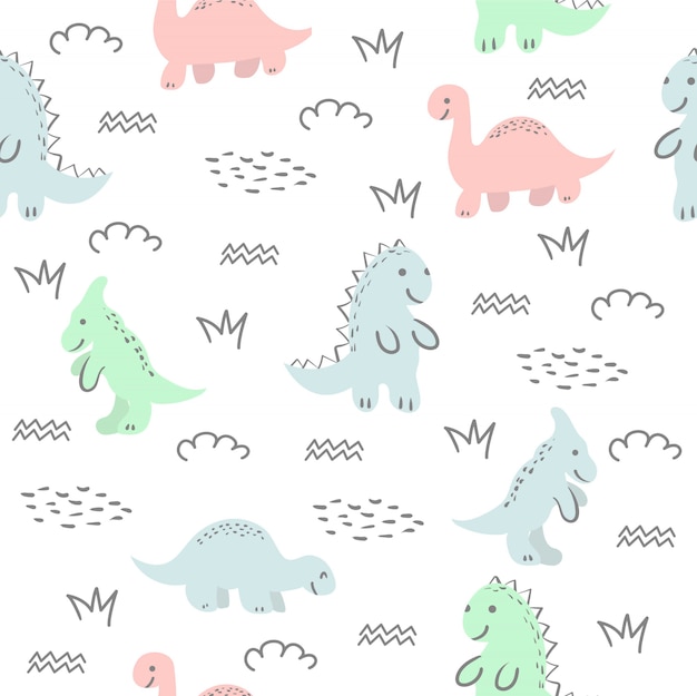Modèle sans couture avec dinosaure mignon et amis