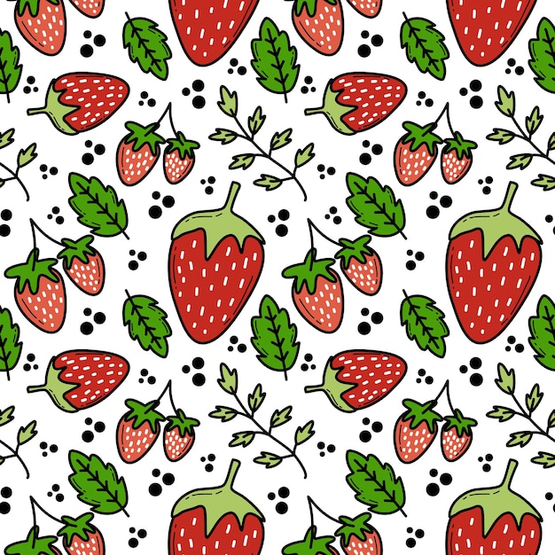 Modèle Sans Couture De Doodle Aux Fraises