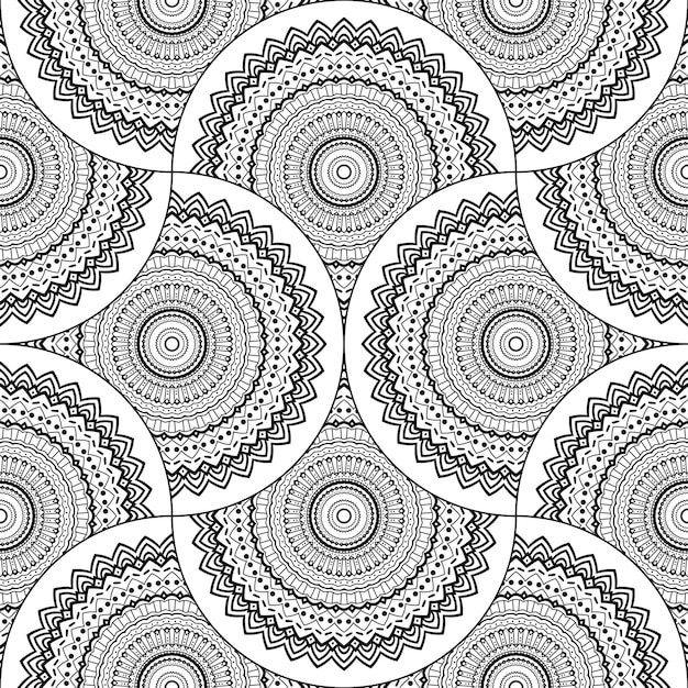 Vecteur modèle sans couture d'échelle de poisson mandala abstraite. tuile ornementale, fond de mosaïque. patchwork fleuri