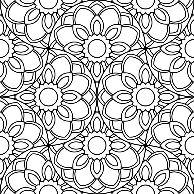 Vecteur modèle sans couture d'échelle de poisson mandala abstraite. tuile ornementale, fond de mosaïque. patchwork fleuri