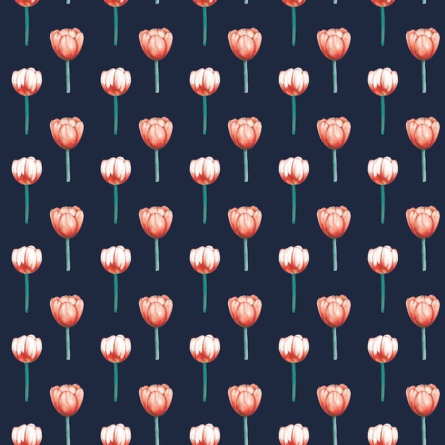 Modèle sans couture élégant de tulipes aquarelle