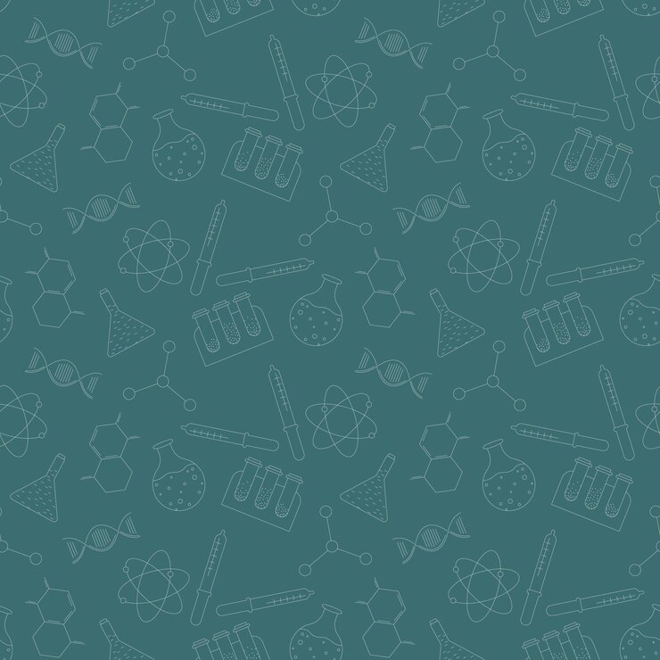 Vecteur modèle sans couture avec des éléments de contour minces de notes de craie d'imitation scientifique sur le tableau de classe