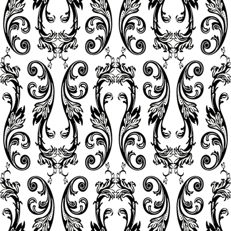Vecteur modèle sans couture d'éléments décoratifs floraux vintage de style baroque