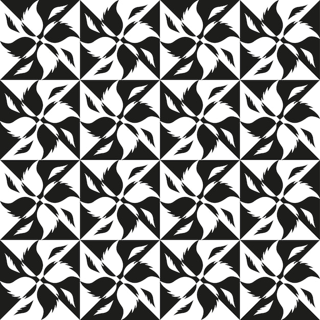 Modèle Sans Couture Avec Des éléments De La Nature. Effet D'illusion D'optique. Abstrait Noir Et Blanc.