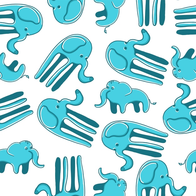 Modèle sans couture d'éléphants dans différentes situations dans un style plat de dessin animé