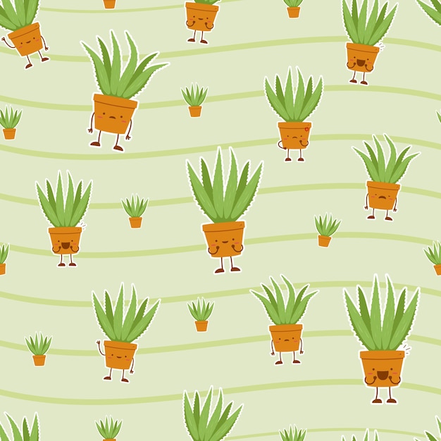 Modèle Sans Couture Emoji Dessin Animé Mignon Aloevera