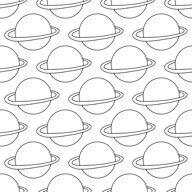 Modèle sans couture fabriqué à partir de doodle planète saturn Vector illustration stock