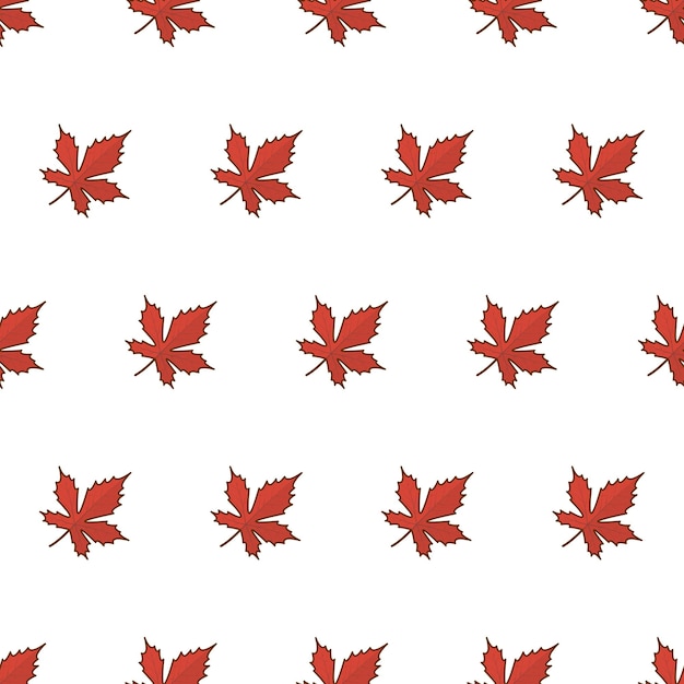 Modèle Sans Couture De Feuille D'automne Sur Un Fond Blanc. Feuilles D'automne Ou Illustration Vectorielle De Feuillage D'automne