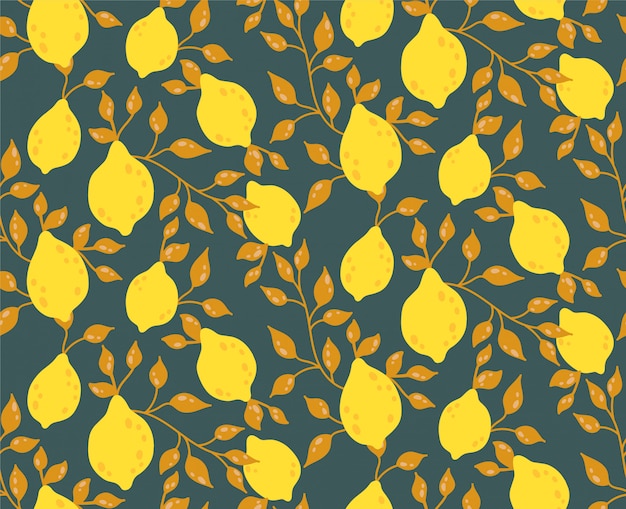 Modèle sans couture avec des feuilles de citron jaune et fruit. Illustration vectorielle de l&#39;été.