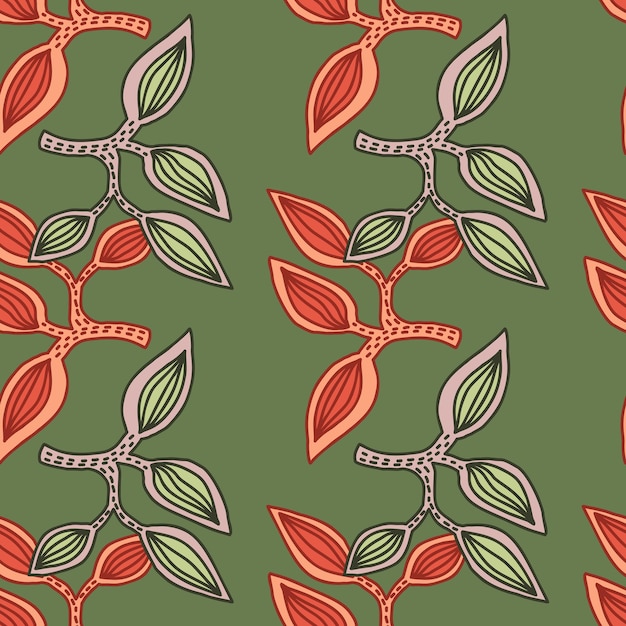 Vecteur modèle sans couture avec des feuilles décoratives texture botanique exotique dessinée à la main croquis fond d'écran sans couture de feuille de jungle