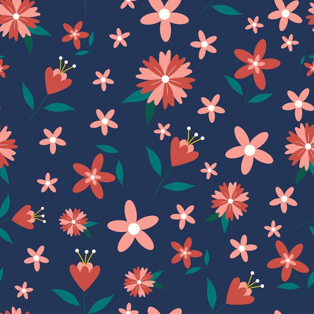 Modèle sans couture de fleurs colorées dessinées à la main avec un fond blanc