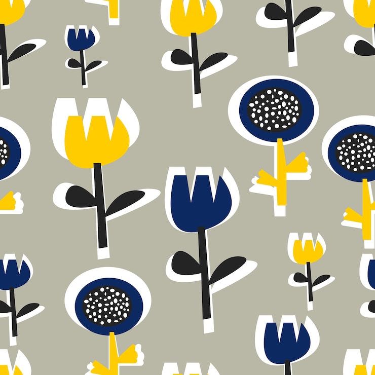 Vecteur modèle sans couture avec des fleurs dessinées à la main avec des nuances blanches sur un fond de couleur