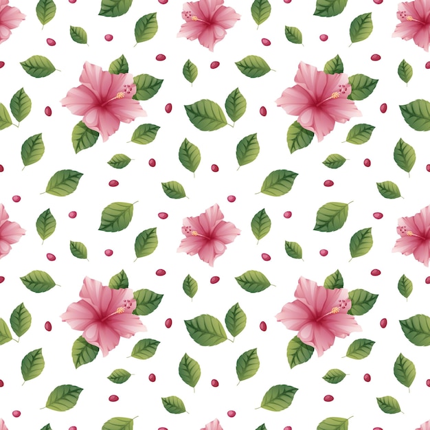 Modèle sans couture avec des fleurs d'hibiscus roses sur fond clair Texture tropicale florale pour les vêtements