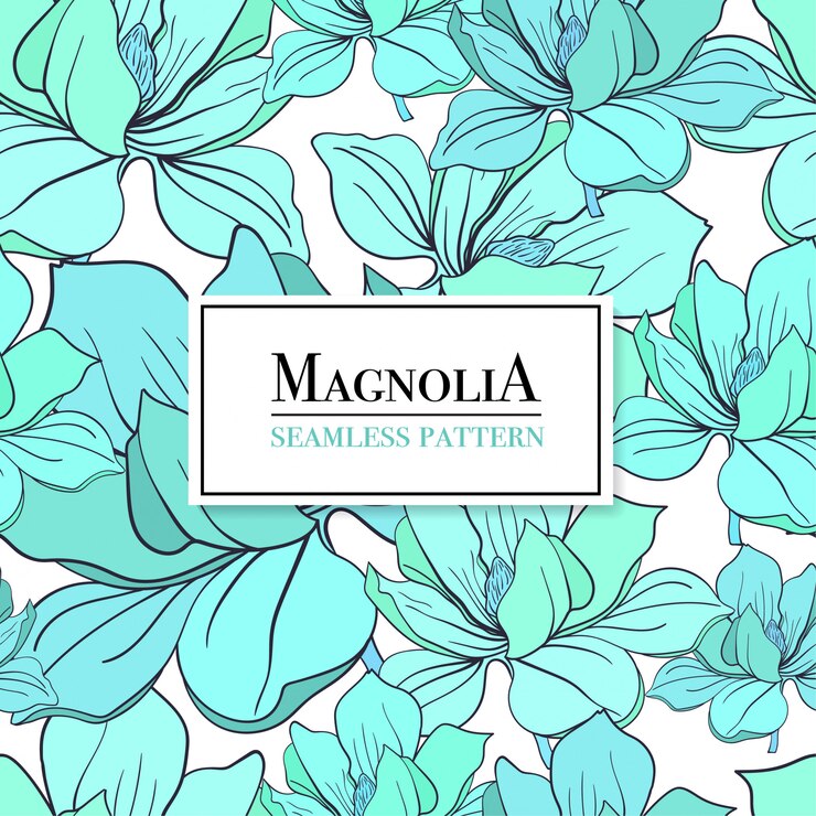 Modèle sans couture avec des fleurs. Magnolia bleu.