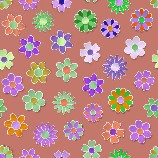 Modèle Sans Couture De Fleurs En Papier De Différentes Couleurs Avec Des Ombres