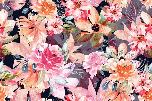 Modèle sans couture de fleurs peintes à l'aquarellePour papier peint en tissuFond floral botanique