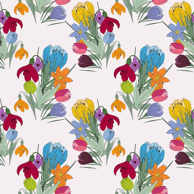 Modèle Sans Couture De Fleurs De Primevère Pour L'illustration Colorée De Vacances